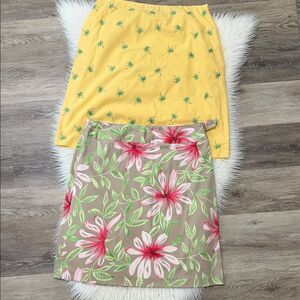 Talbots Yellow Palm and Floral Mini Skirt Set size 10